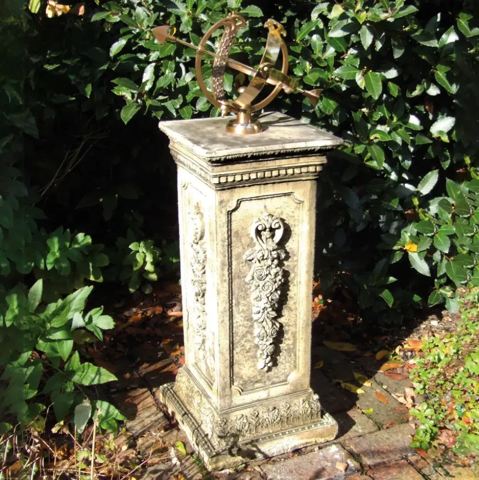 Floral Armillary Stone Garden Sundial
