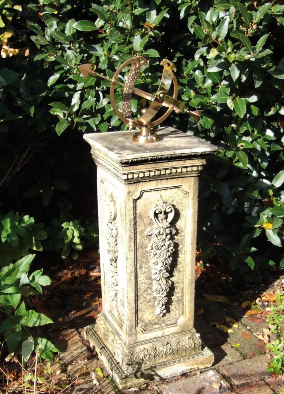 Floral Armillary Stone Garden Sundial