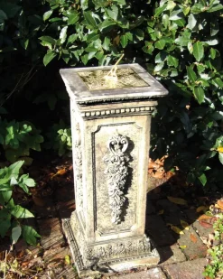 Floral Brass Stone Garden Sundial