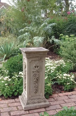Floral Column Stone Garden Pedestal