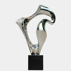 Flow Motion 90cm Silver Metal Indoor Sculpture v1