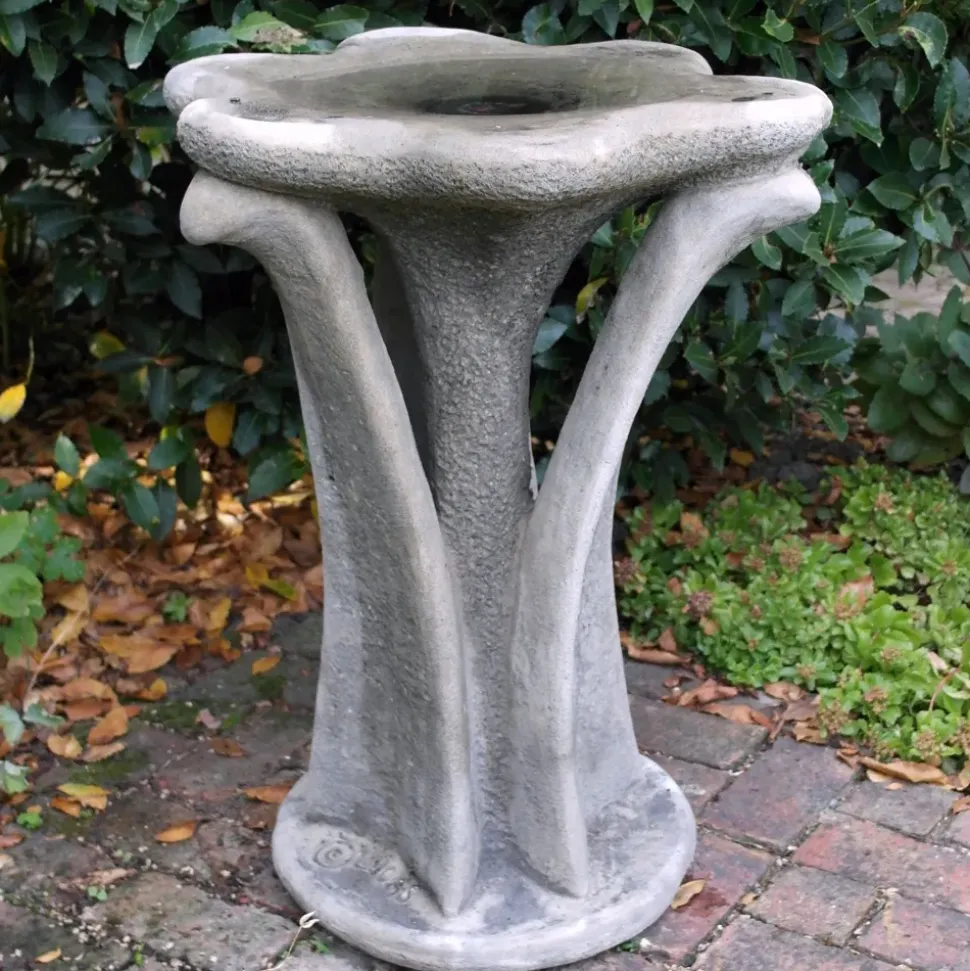 Flower Design Stone Garden Bird Bath