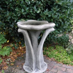Flower Design Stone Garden Bird Bath