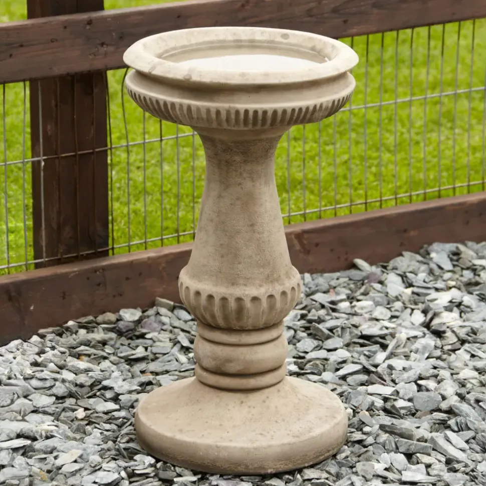 Fluted Design Stone Garden Birdbath