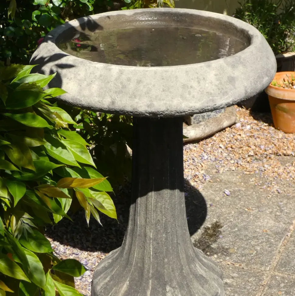 Fluted Modern Stone Garden Birdbath