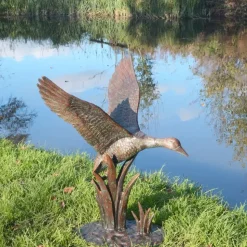 Flying Duck Bronze Metal Garden Ornament