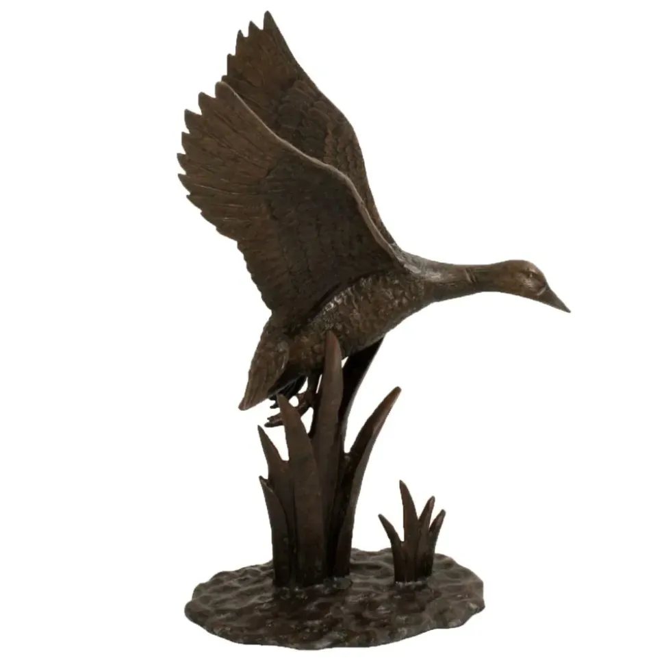Flying Duck Bronze Metal Garden Ornament