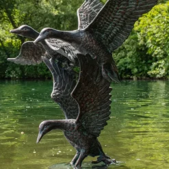 Flying Ducks 82cm Bronze Metal Garden Statue