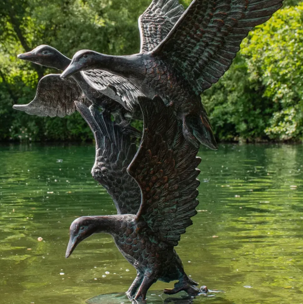 Flying Ducks 82cm Bronze Metal Garden Statue