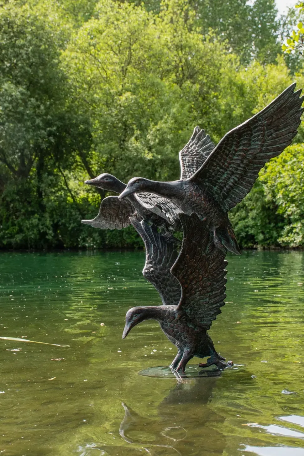 Flying Ducks 82cm Bronze Metal Garden Statue