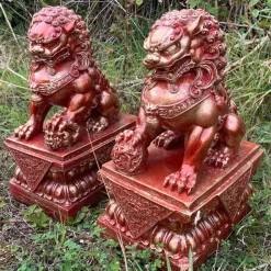 Foo Dogs 45cm Red Chinese Garden Statues