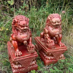 Foo Dogs 45cm Red Chinese Garden Statues