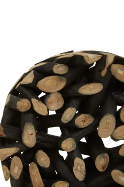 Forest Orb 35cm Black Wood Indoor Sculpture