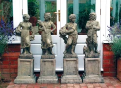 Four Seasons Children Stone Garden Statues on Pedestals