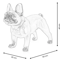 French Bulldog 40cm Black Resin Indoor Sculpture