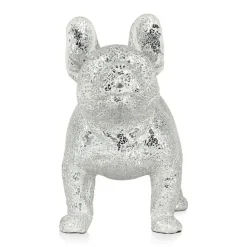 French Bulldog 38cm Silver Resin Indoor Sculpture