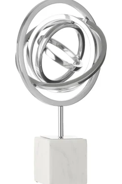 Galactic Sphere 43cm Silver Metal Indoor Sculpture