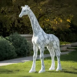 Gigantic Giraffe 350cm White Marble Garden Statue v1