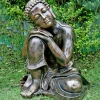 Gold Sleeping Deity Marble Resin Garden Ornament