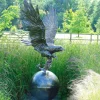 Golden Eagle on Sphere Life-Size Bronze Metal Garden Statue