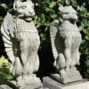 Gothic Griffin & Lion Stone Garden Statues