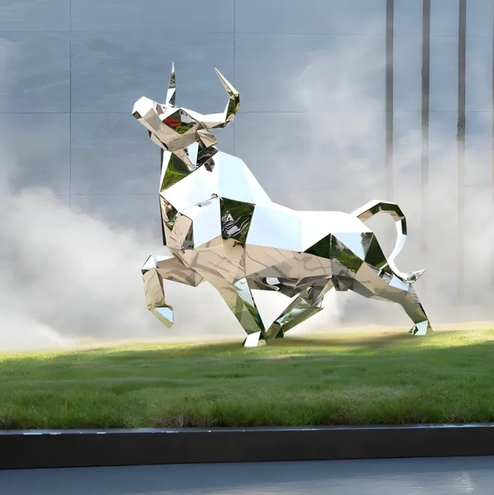 Grand Bull 200cm Geometric Metal Garden Sculpture