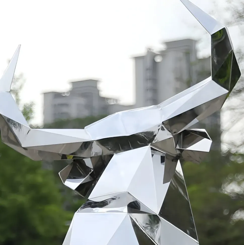 Grand Bull 200cm Geometric Metal Garden Sculpture