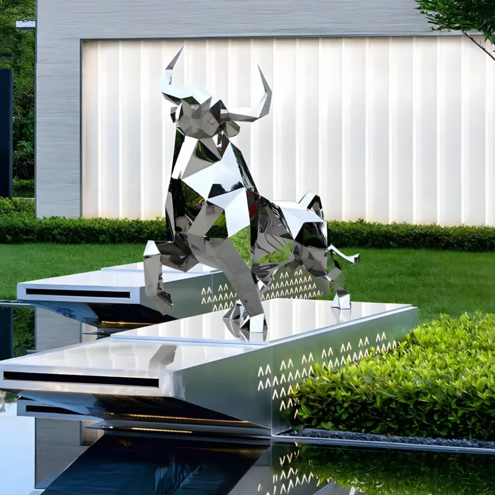 Grand Bull 200cm Geometric Metal Garden Sculpture