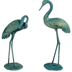 Grand Cranes Bronze Metal Garden Ornaments