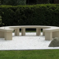 Grand Curved Modern Stone Garden Bench