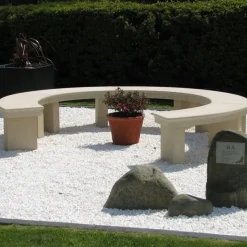 Grand Curved Modern Stone Garden Bench