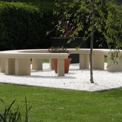 Grand Curved Modern Stone Garden Bench