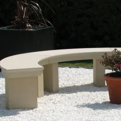 Grand Curved Modern Stone Garden Bench