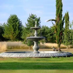 Grand Double Tier 4m Emerald Marble Stone Water Fountain Feature