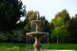 Grand Double Tier 4m Sandstone Stone Water Fountain Feature