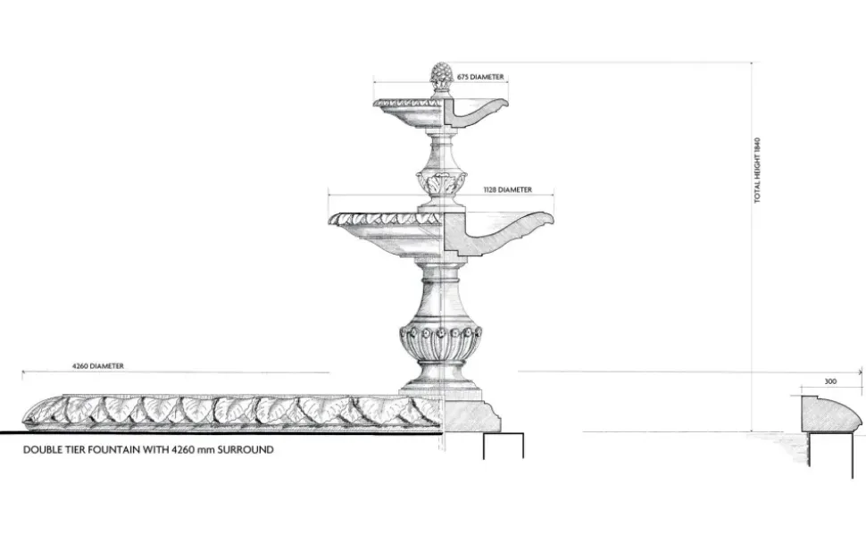 Grand Double Tier 4m Sandstone Stone Water Fountain Feature