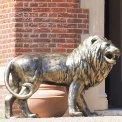 Grand Lions Bronze Metal Garden Statues