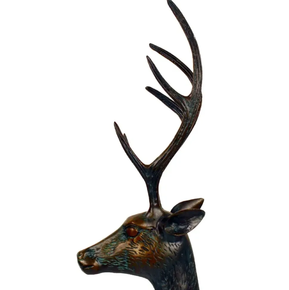 Grand Stag & Doe Bronze Metal Garden Statues