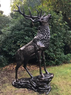Grand Stag Life-Size 292cm Metal Bronze Garden Statue