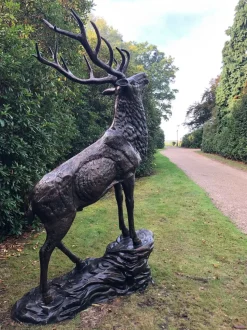 Grand Stag Life-Size 292cm Metal Bronze Garden Statue