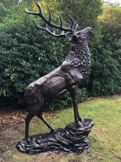 Grand Stag Life-Size 292cm Metal Bronze Garden Statue