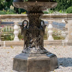 Grand Swan Urn Bronze Metal Garden Planter