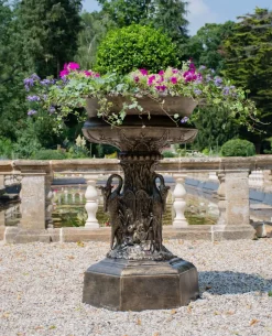 Grand Swan Urn Bronze Metal Garden Planter
