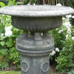 Grand Tazza Stone Garden Planter on Pedestal
