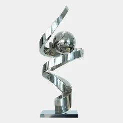 Gravity Sphere 92cm Silver Metal Indoor Sculpture