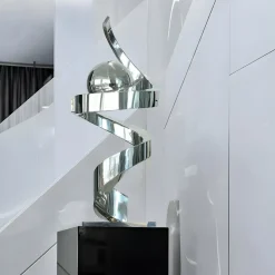 Gravity Sphere 92cm Silver Metal Indoor Sculpture