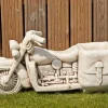 Harley Davidson Motorbike Stone Garden Planter Ornament