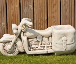 Harley Davidson Motorbike Stone Garden Planter Ornament
