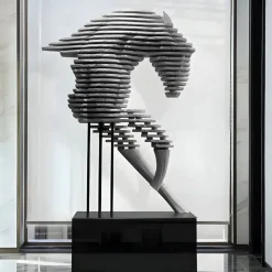 Harmonic Horse 160cm Silver Metal Garden Sculpture v2