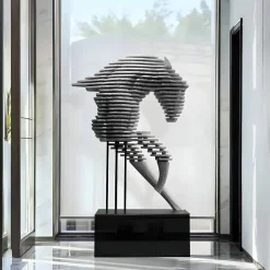 Harmonic Horse 160cm Silver Metal Garden Sculpture v2